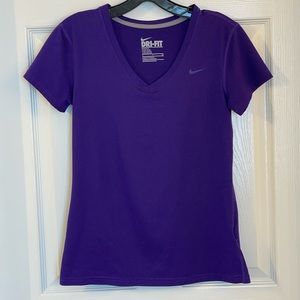Purple Nike Dri-Fit shirt with v-neck